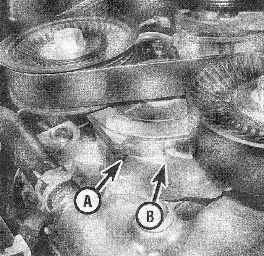 RAM Trucks When the raised stop (A) nears the tensioner body (B), the belt can be considered worn-out