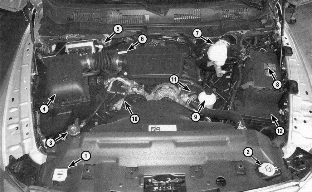 RAM Trucks 4.7L V8 engine compartment layout