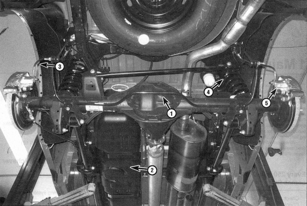 RAM Trucks Typical rear underside components (1500 model) 