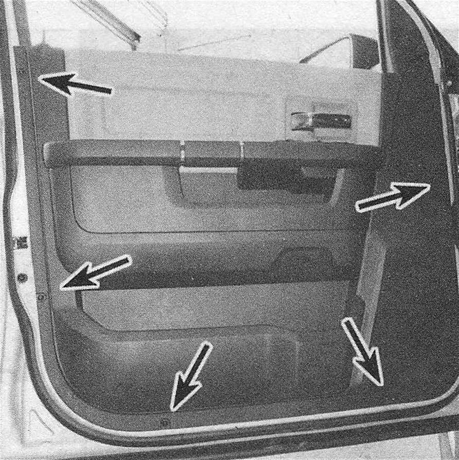 Ram Trucks Door trim panels - Locations of the outer door panel fasteners