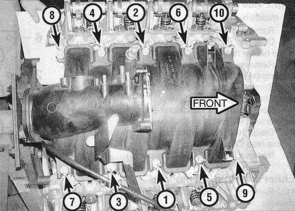 RAM Trucks 3.7L V6 and 4.7L V8 engines Intake manifold bolt tightening sequence - 4.7L V8