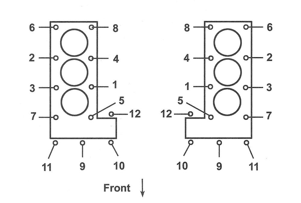 RAM Trucks 3.7L V6 and 4.7L V8 engines  Cylinder head bolt tightening sequence - 3.7L V6