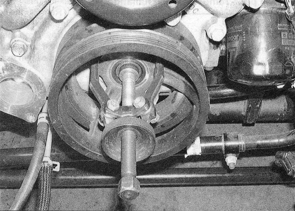 RAM Trucks 3.7L V6 and 4.7L V8 engines The use of a three jaw puller will be necessary to remove the crankshaft pulley - always place the puller jaws around the pulley hub, not the outer ring