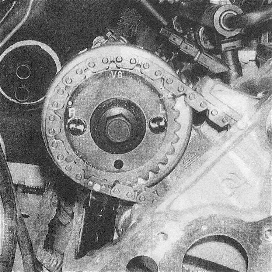 RAM Trucks 3.7L V6 and 4.7L V8 engines When the engine is at TDC on the exhaust stroke, the mark on the crankshaft damper is aligned with the mark on the timing chain cover, and the "V6" or "V8" marks on the camshaft sprockets should be pointing to the 12 o'clock position