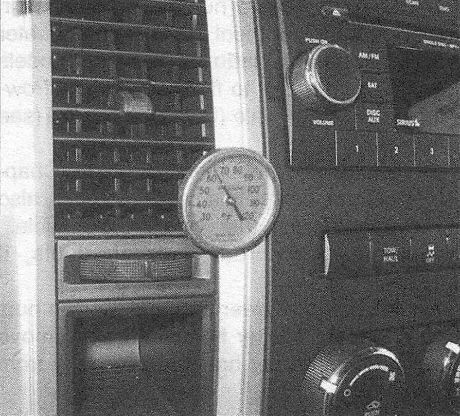 RAM Trucks If you have an accurate thermometer, you can place it in the center air conditioning duct inside the vehicle