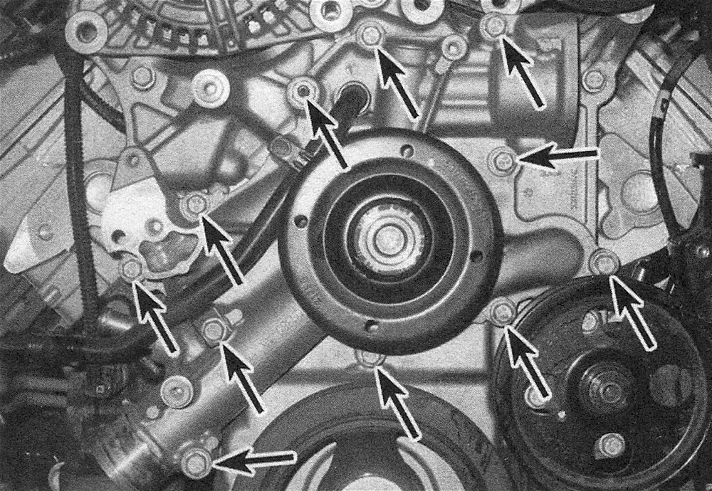 RAM Trucks Water pump bolt locations (Hemi engine)