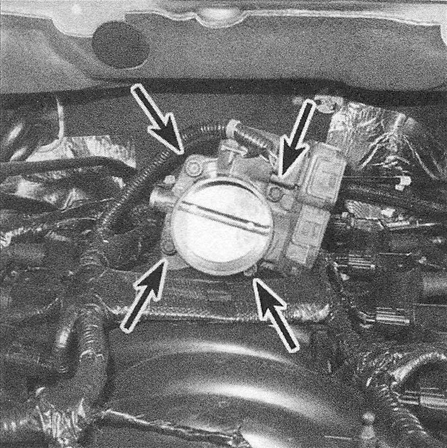 RAM Trucks Fuel and exhaust systems - gasoline engines To remove the throttle body, disconnect the electrical connector, label all vacuum lines connected to the throttle body and disconnect them, then remove the throttle body mounting bolts (4.7L V8 engine shown)