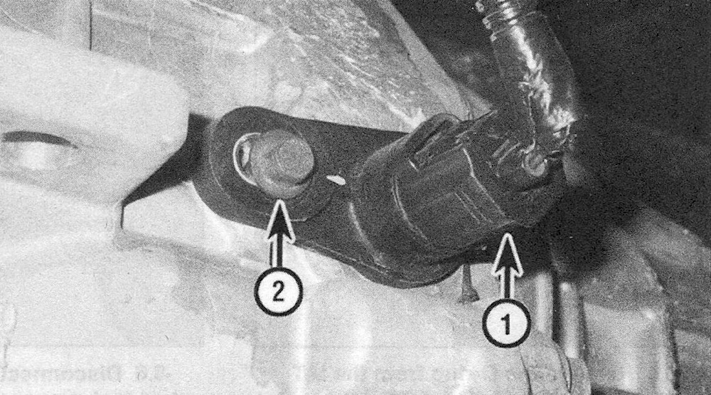 RAM Trucks To remove an ISS or OSS sensor from the transmission, disconnect the electrical connector (1), then remove the sensor mounting bolt (2)